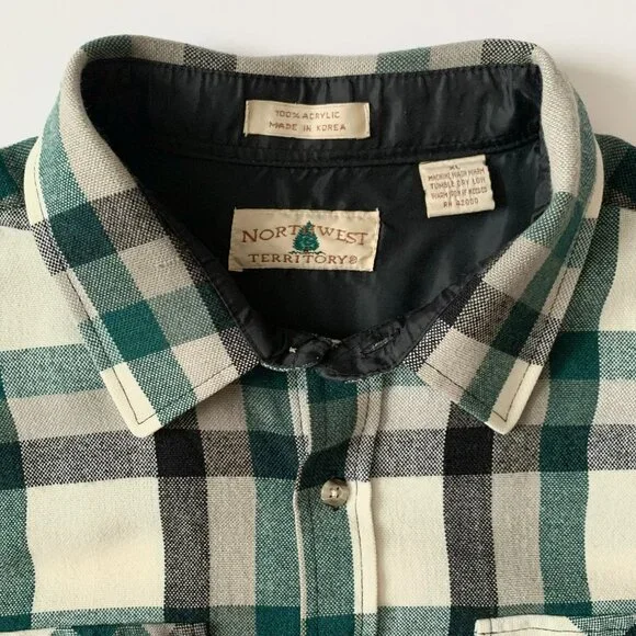 Vintage Plaid Flannel Button Up Long Sleeve Casual Shirt Fall Workwear Utility - Picture 3 of 9